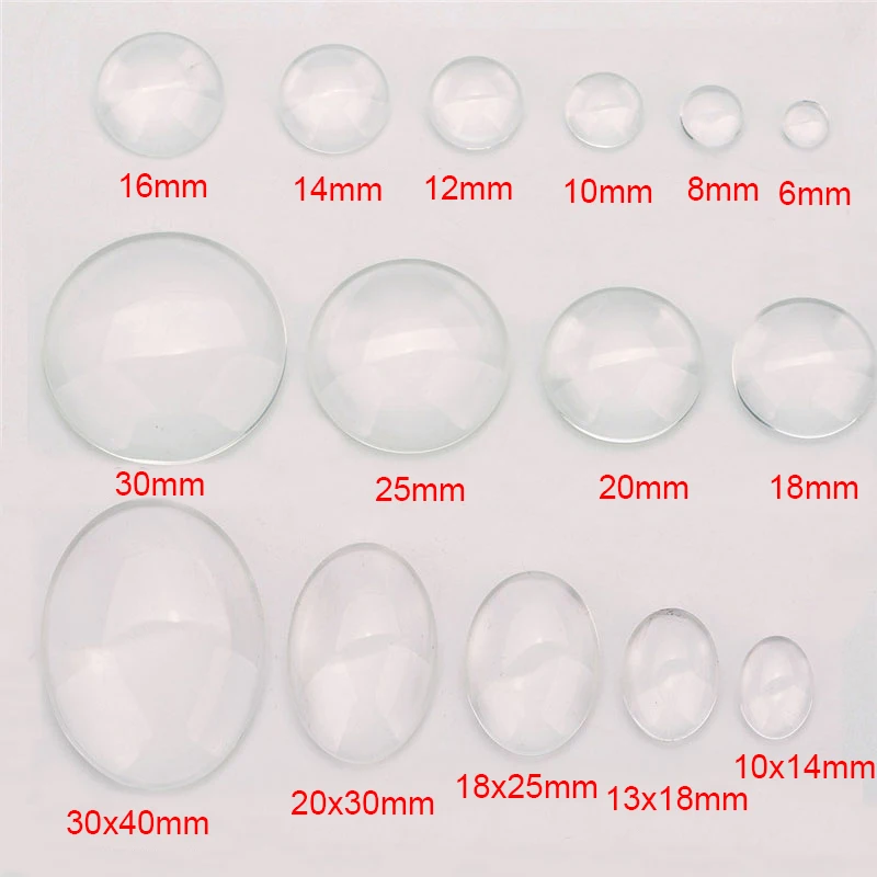 1pack Round Square Oval Flat Back Glass Cabochon 12mm 20mm 25mm Transparent Clear Cabochon Cameo Cover for DIY Jewelry Making