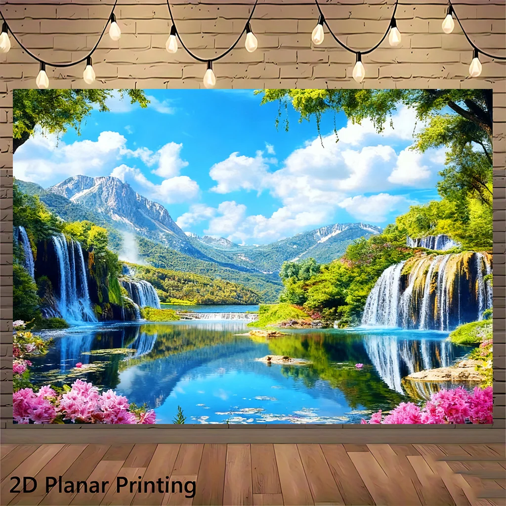 Ultimate Waterproof Tropical Waterfall Landscape Canvas Mural Art Print Home Decor for Living Room Bedroom Nature Wall Hanging S