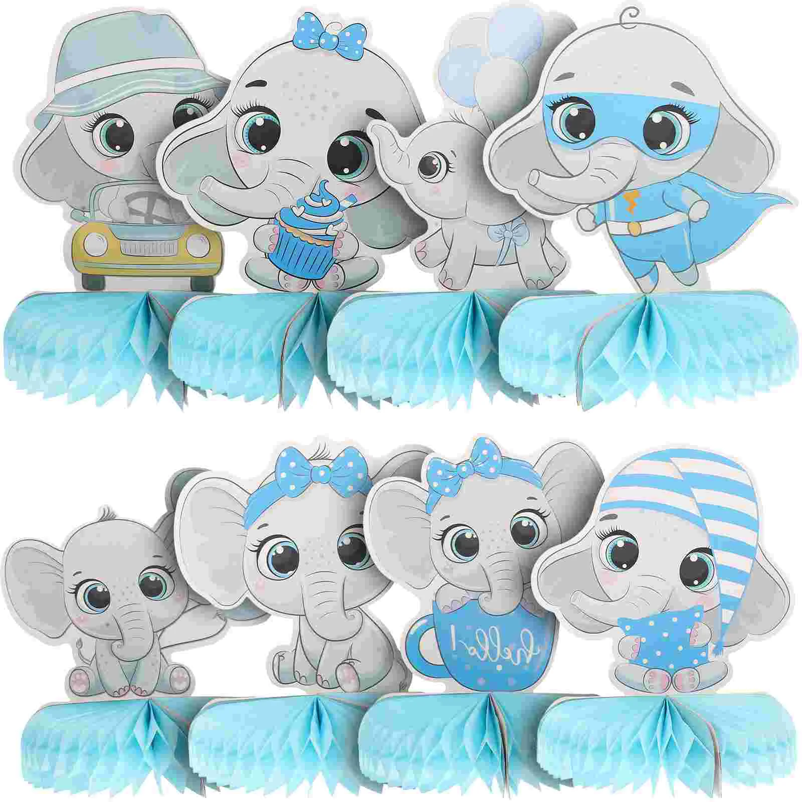 8 Pcs Elephant Baby Shower Decorations Honeycomb Animal Centerpieces