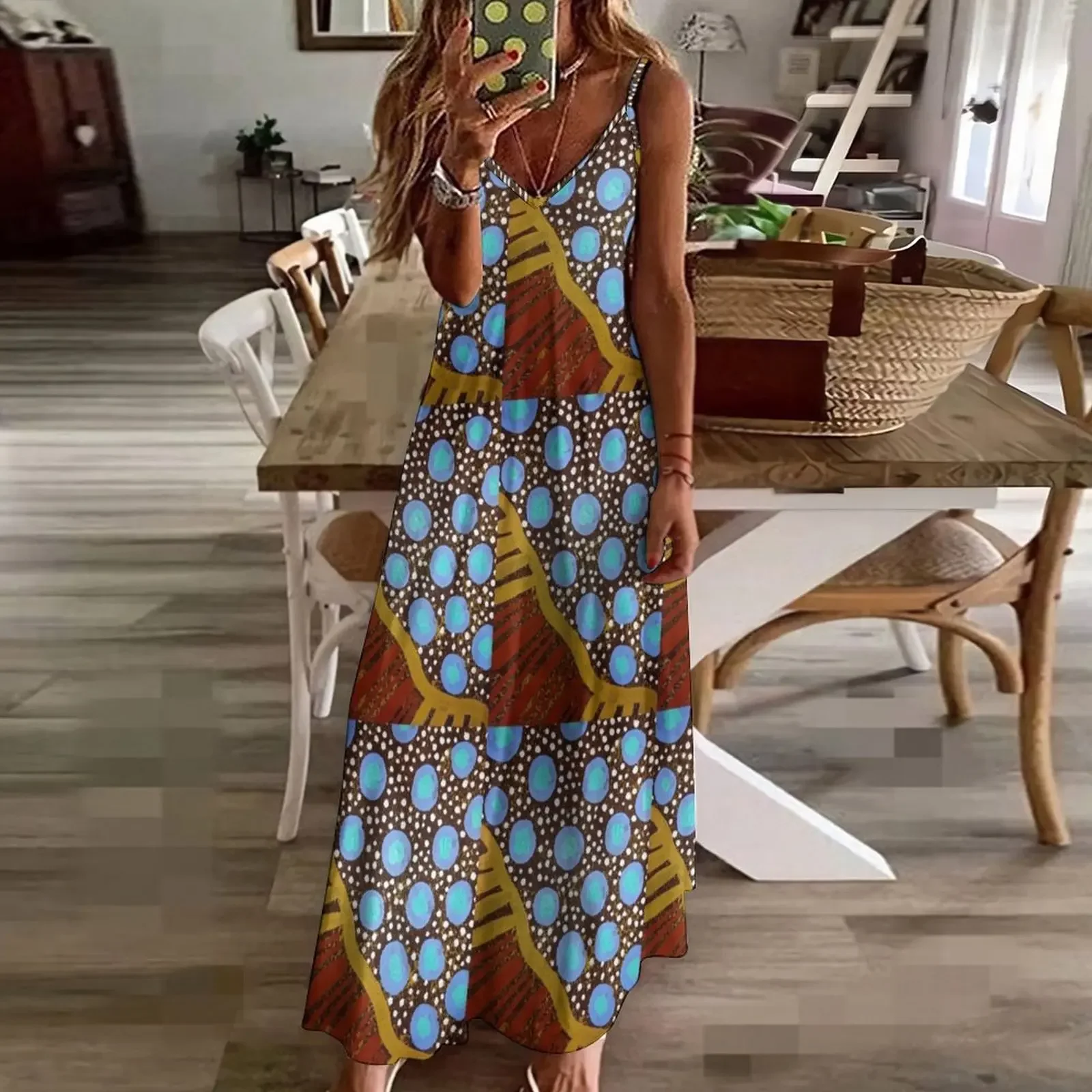 Vestido de noite sem mangas Quandong para mulheres, vestidos africanos