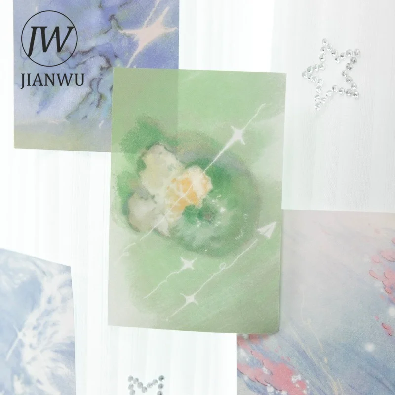 JIANWU Vintage Dream Star Light Flower Life Landscape Material Collage Scrapbooking Memo Pad Creative Junk Journal Stationery