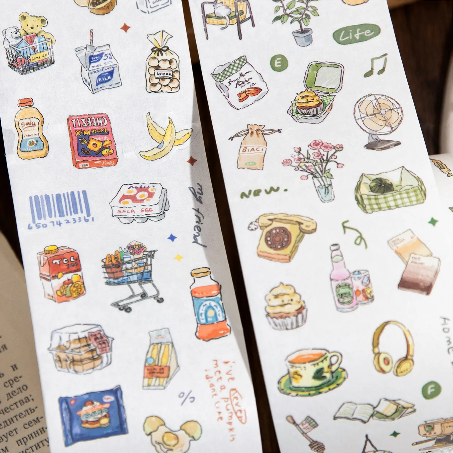 Gestanztes Washi-Tape Mini Light Life für Scrapbook-Dekoration und wiederverwendbare Journalaufkleber für minimalistische Heimwerker