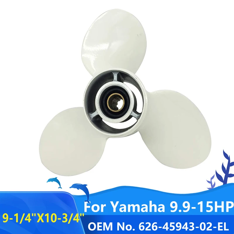 

ifree Aluminum Propeller for Boat, 9-1/4x10-3/4 Fit for Yamaha 9.9-15HP, 8 Tooth Spine, OEM No. 626-45943-02-EL