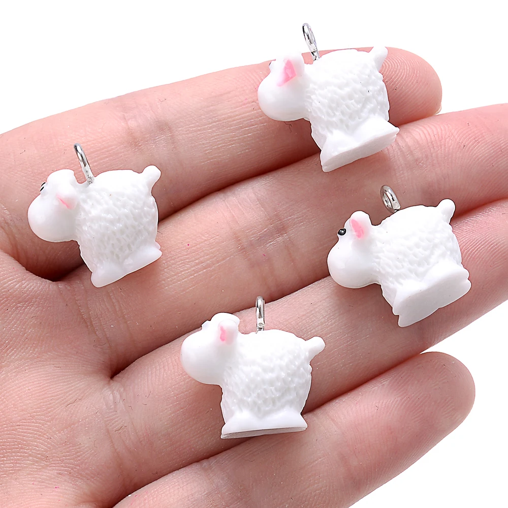 iYOE 5pcs 17x12mm Sheep Resin Charms White Cute Animal Charms For DIY Jewelry Supplies Handmade Necklace Earring Key Ring