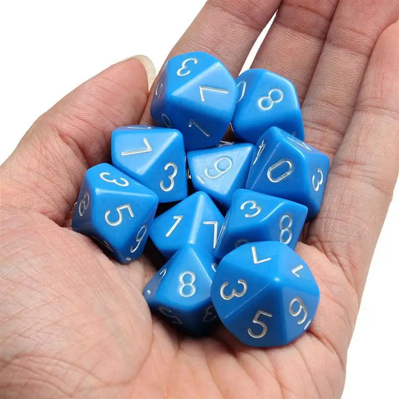 10Pcs/set 10 Face Dice 0-9 Digital Dice Running Group Board Game Literacy Color Children's Teaching Supplies for Dnd