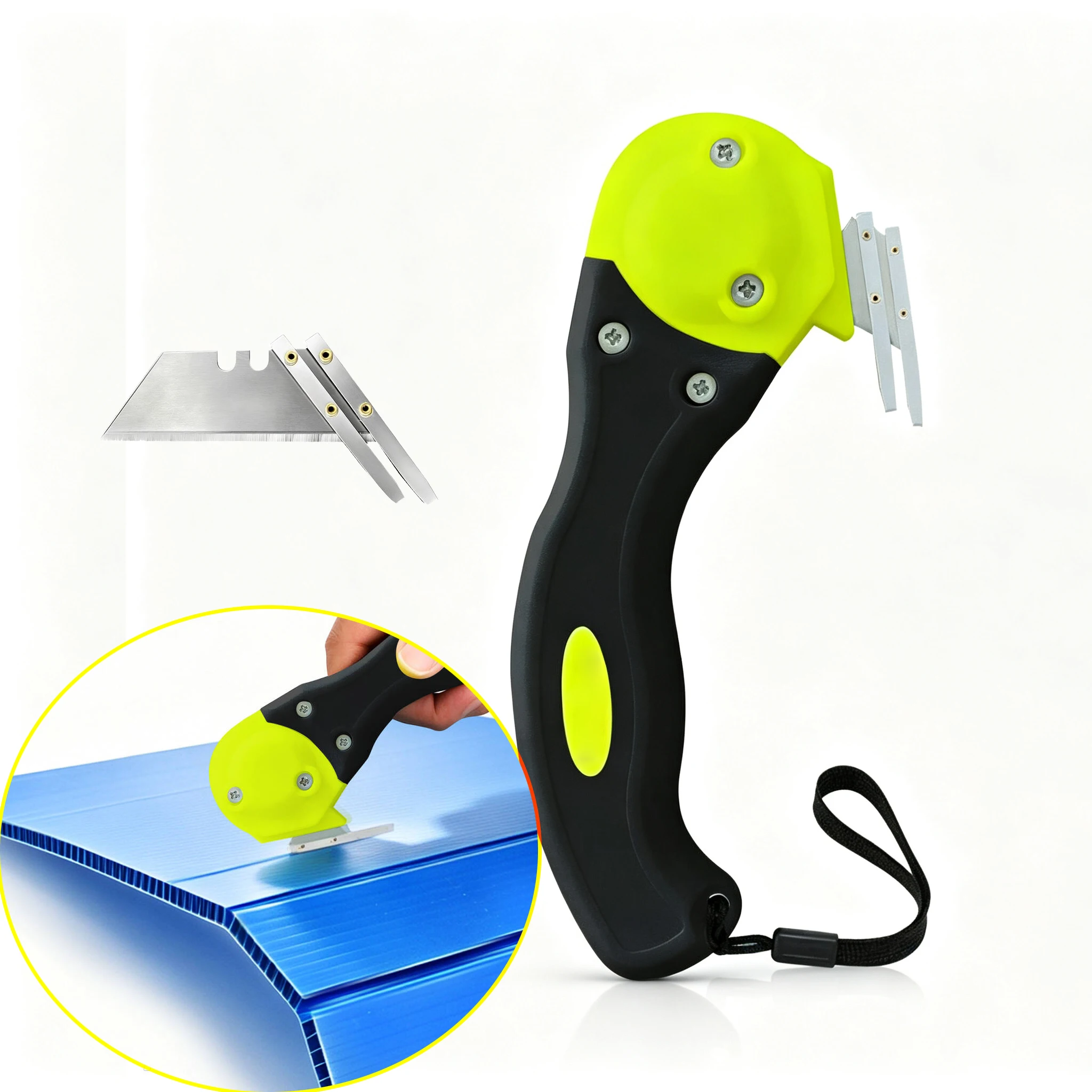 FOSHIO Handheld Hollow Board Cutting Knife Corrugated Plastic Sheet Cutter with Sharp Blade Handled Slitter for Paper Cardboard