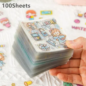 100 yaprak karikatürler etiketler seti paketi kız çocuklar Deco Scrapbooking günlüğü albümü estetik sevimli Kawaii el yapımı DIY kırtasiye