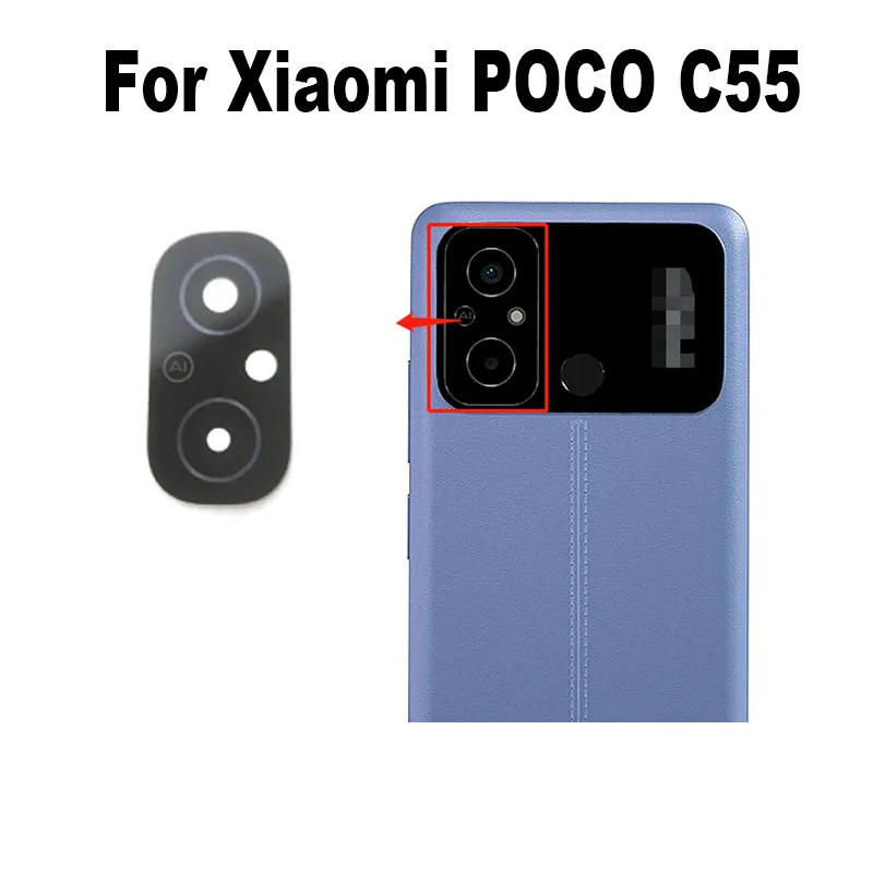 

2PCS New For Xiaomi Poco C55 Back Camera Glass Rear Camera Glass Lens With Adhesive Sticker Replacement