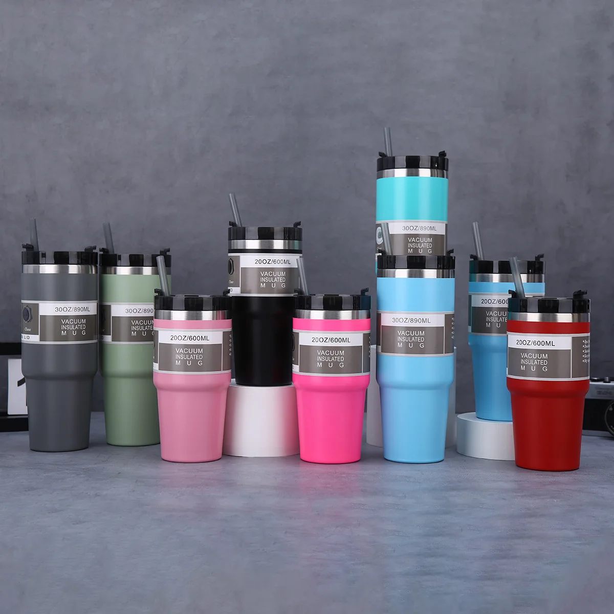 

20/30oz 304 Stainless Steel Car Cup Outdoor Insulated Large Capacity Ice Cream Cup Household Insulated Cup with Straw Bottle