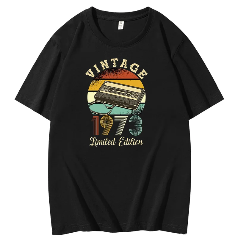 

Vintage 1973' Poster men's Classic T Shirt For Men Short Sleeve t-shirt Tees Shirt Casual Cotton T Shirts Summer Men's Clothing