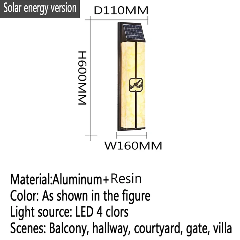 TEMOU Contemporary Solar Outdoor Wall Lamps Simplicity Waterproof Balcony Hallway Courtyard Villa Gate Hotel