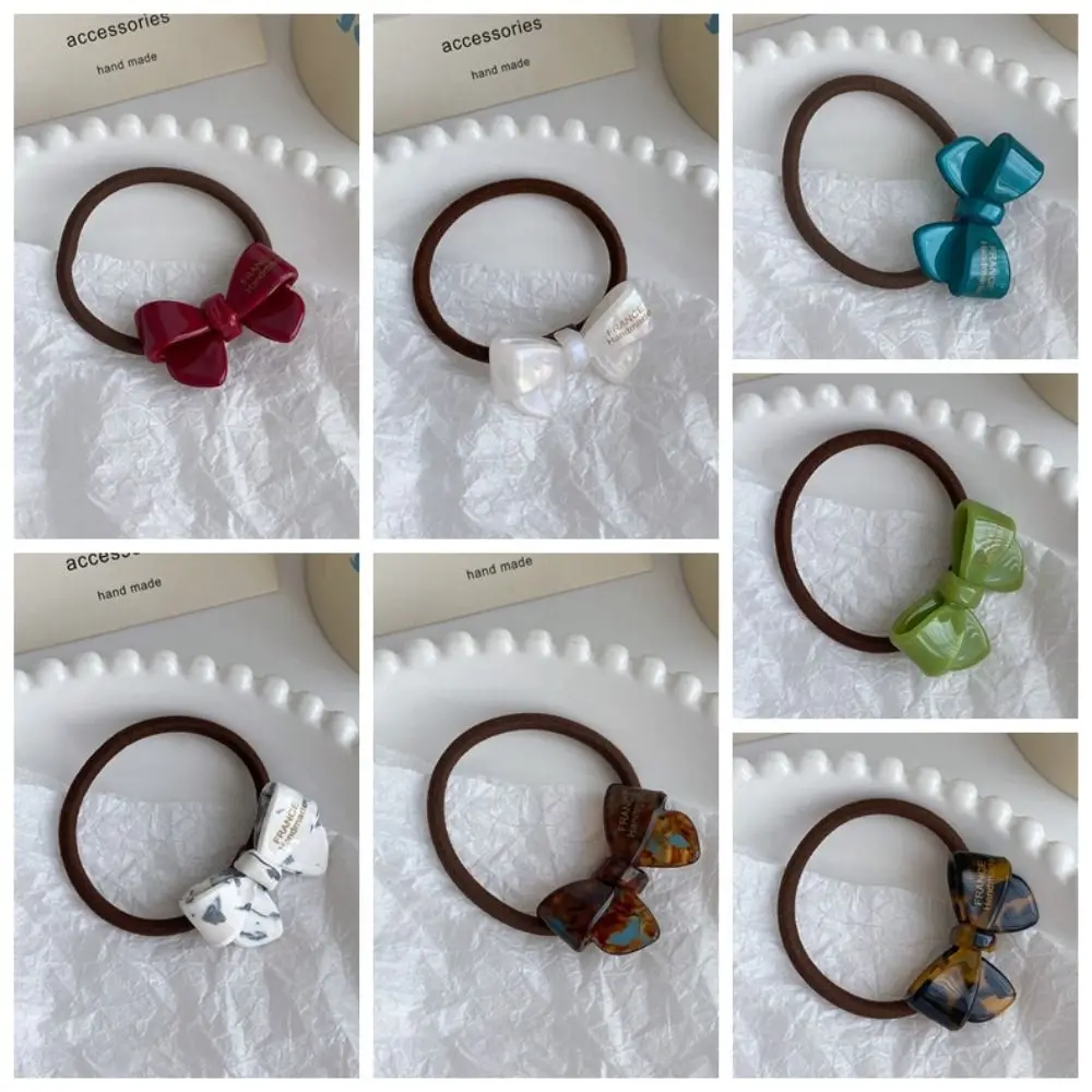 Estilo coreano bowknot corda de cabelo faixas de cabelo titular rabo de cavalo acetato arco scrunchies acessórios para o cabelo headwear ácido acético laço de cabelo