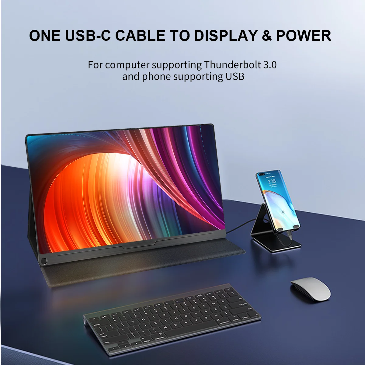 Imagem -02 - Unew-monitor Portátil com Smart Case Display Lcd Hdmi Tipo-c 15.6 1920x1080 60hz 75x75 mm Vesa para Jogos Laptop pc Xbox ps