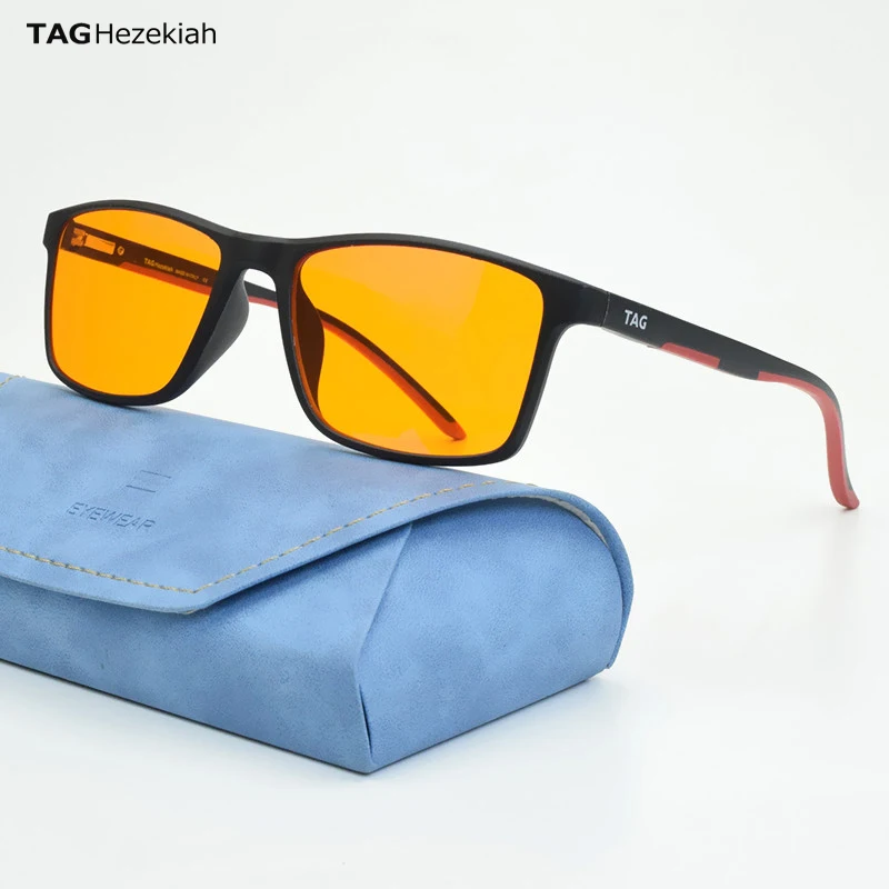 TAG Hezekiah Eyeglasses Blue Light Blocking Glasses Men Orange lens for computer yellow lens for driving blue light glasses 502