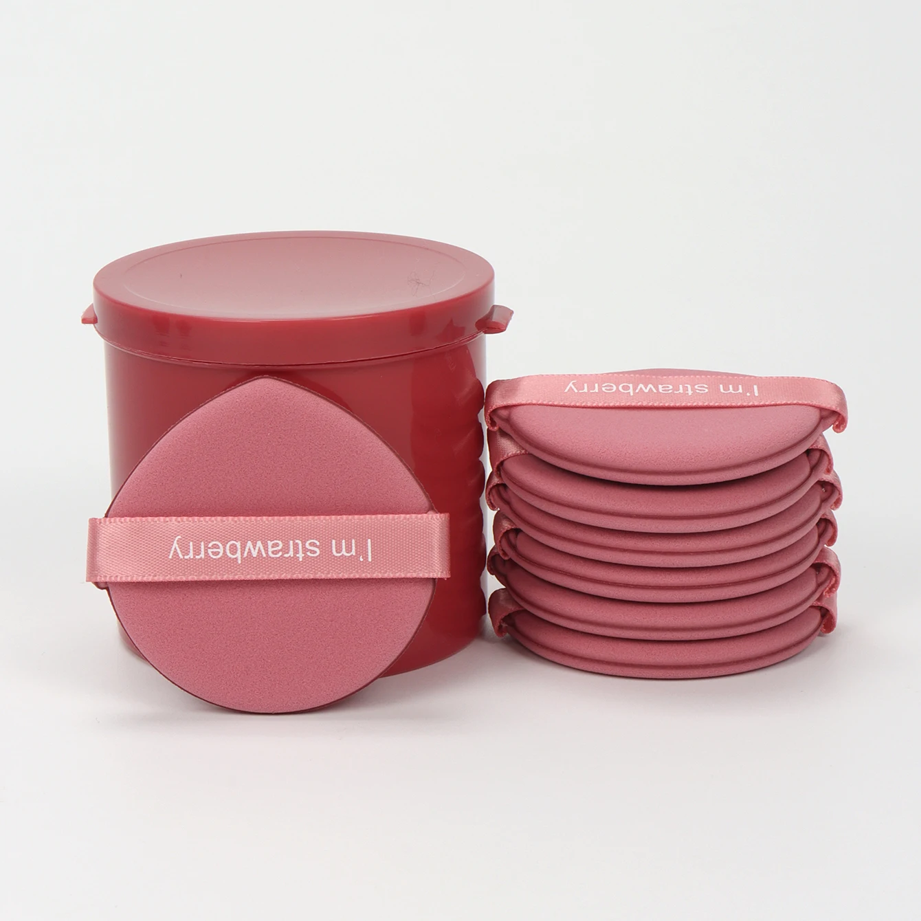 QIWU 7 pièces/boîte fraise cosmétique bouffée ensemble Double face femmes doux maquillage éponge beauté maquillage poudre outils maquillage accessoires