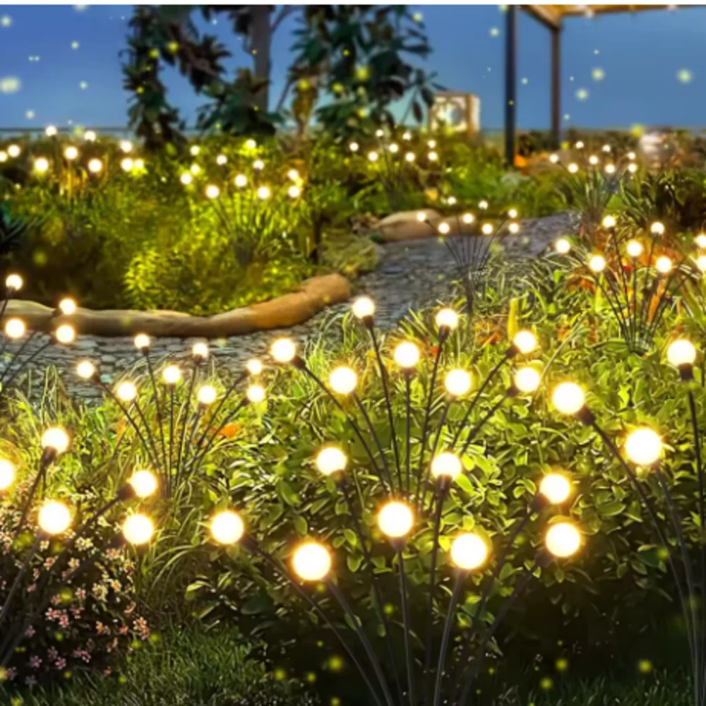10 LED Solar Firefly Garden Lights, Waterproof Outdoor Solar Lamp for Yard Patio Pathway Christmas Decor