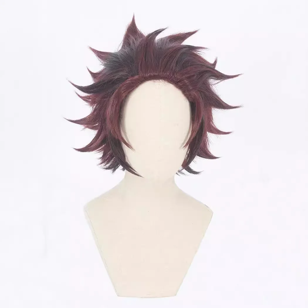 

Anime Chasseur De Demons Kamado Tanjirou Cosplay Wig for DS Short Black Red Anime Wigs for Halloween Party