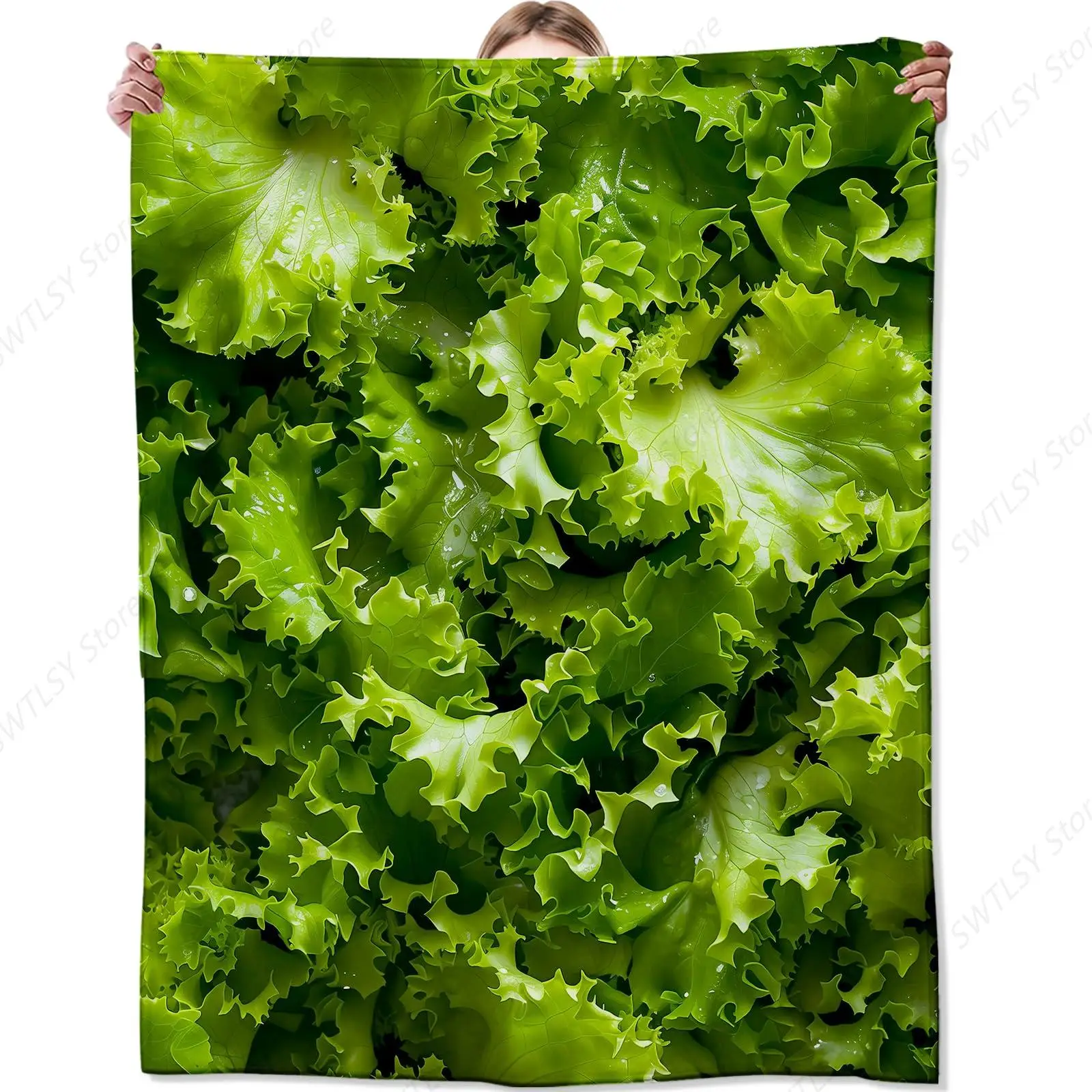 Lettuce Blanket,Gifts for Food Lovers,Lightweight Flannel Throw Blankets,Realistic Green Vegetable Throws Home Decor,for Couch