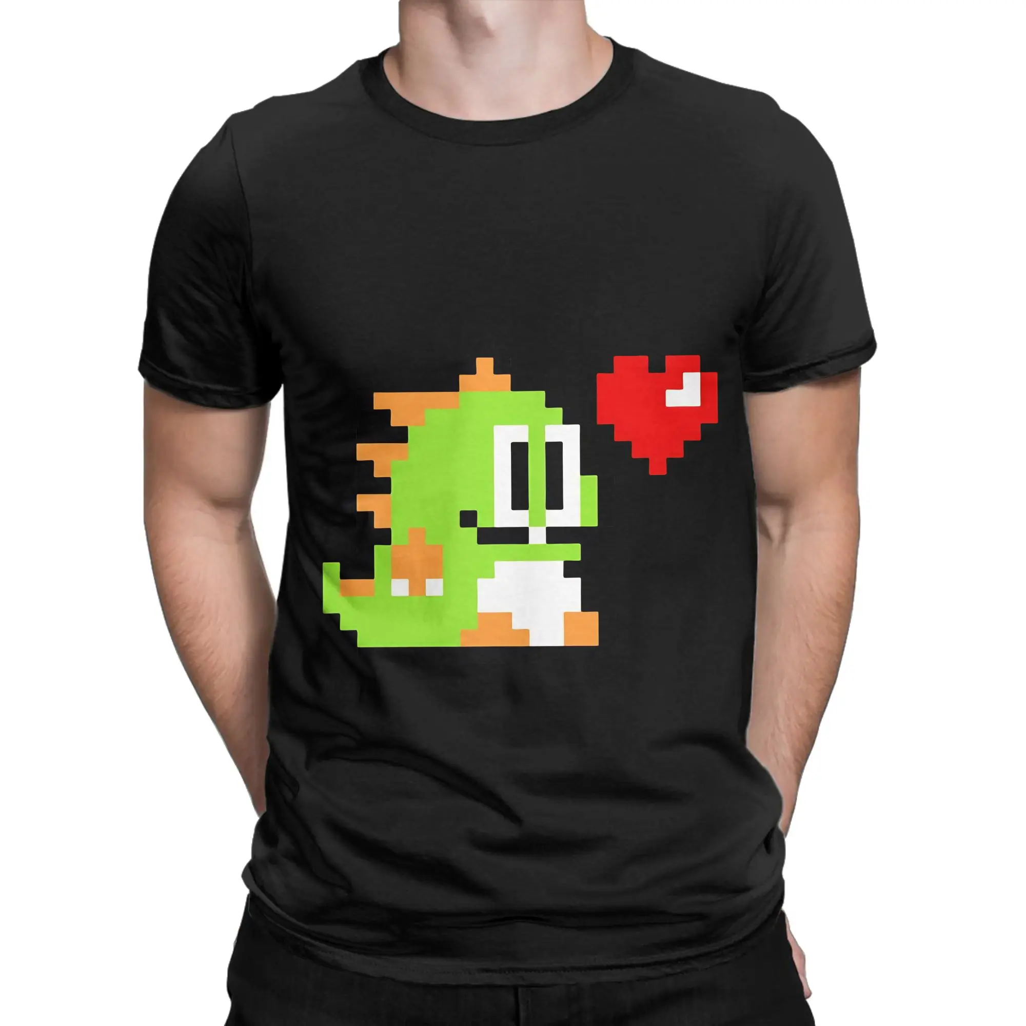 Pixel Bubble Bobble Graphic Funny 100% Cotton T-Shirt Bubble Bobble Tops Tees For Men