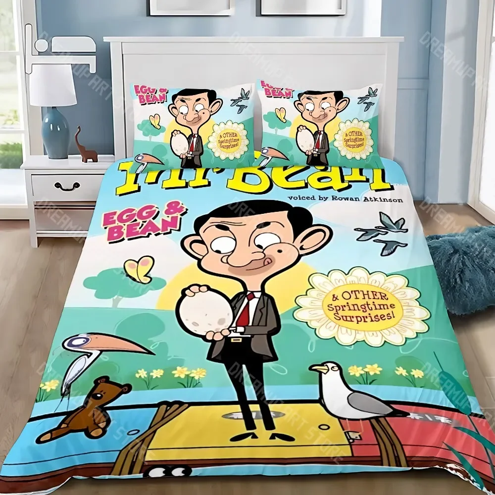 

Cartoon Duvet Cover Pillowcase Bedding Set Adult Boy Mr B-Bean Girl Bedroom Decoration Children Gift Single Double Large Size