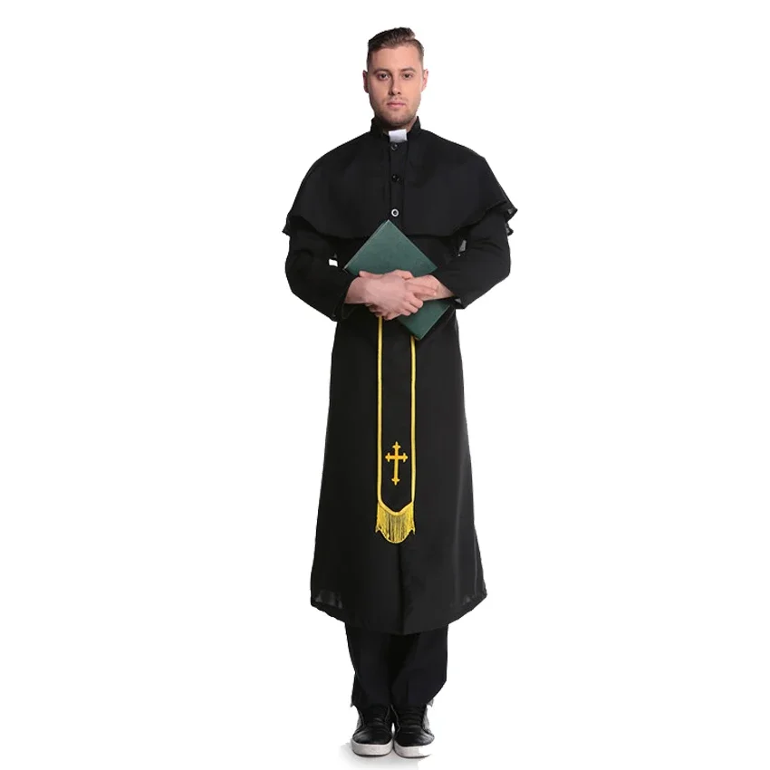 

Man Halloween Party Nun Costumes Female Pastor Clothes Man Classic Priest Pastor Cosplay Costume