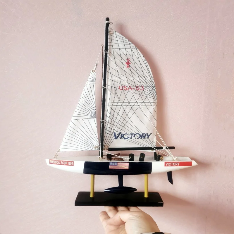 

Американская модель парусника из цельного дерева, украшения для гостиной, настольные украшения, ручная резьба, гладкий парусный корабль, украшение для дома