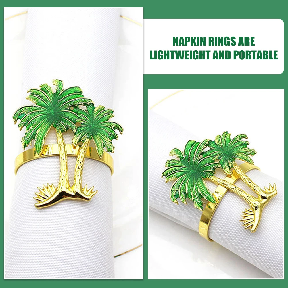 

4 Pcs Coconut Napkin Rings Hawaii Holder for Party Buckle Tree Tropical Dinner