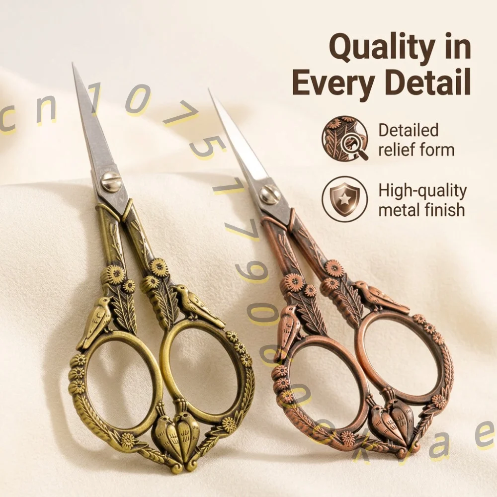 Retro Bird Shape Tailor Scissors Alloy Embroidery Needlework Scissors for Craft Sewing Quilting DIY Projects