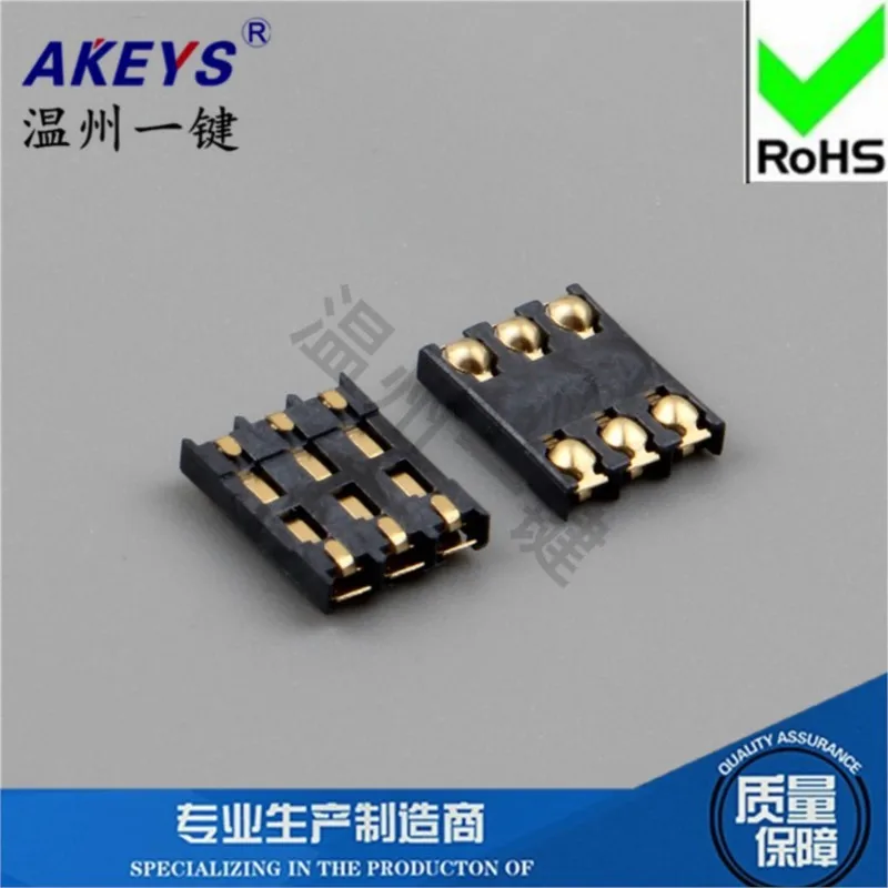 10PCS 2.54-6P-2H Electronic component battery holder 6-point contact Copper shell High temperature resistance Gel battery