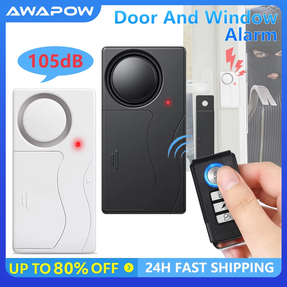 

Awapow Wireless Door And Window Alarm Anti-Theft With Remote Control Home Security Refrigerator Sensor Car Burglar Alarms