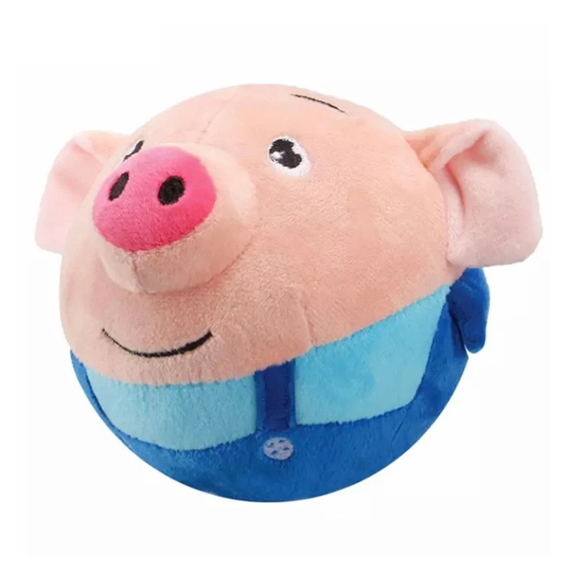 Active Moving Pet Plush Interactive Dog Toys, Moving Dog Ball Toy, Washable Cartoon Pig Plush Sound Electronic Dog Toy A