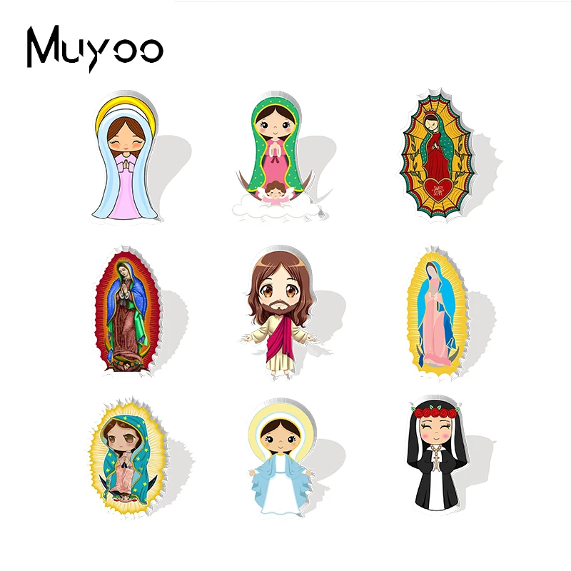 2023 New Arrival Fashion Our Lady of Guadalupe Virgin Mary Jesus Handcraft Epoxy Acrylic Resin Lapel Pins Badge Pin