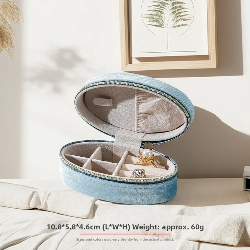 

Новая портативная бархатная шкатулка для драгоценностей, небольшой дорожный футляр для ювелирных изделий на молнии, эллипс, органайзер для ювелирных изделий, кольцо, серьги для женщин