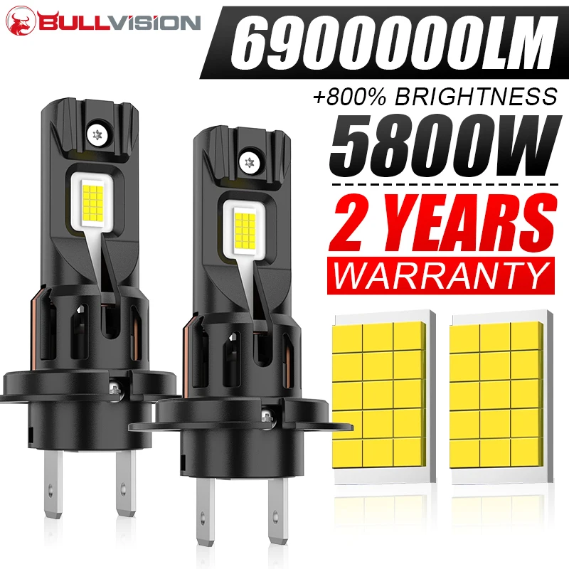 5800W Turbo H7 LED High Low Beam Headlamp Canbus Error Free Car Headlight H7 LED CSP Chip Automobile Driving Lamp 6000K 12V 2Pcs