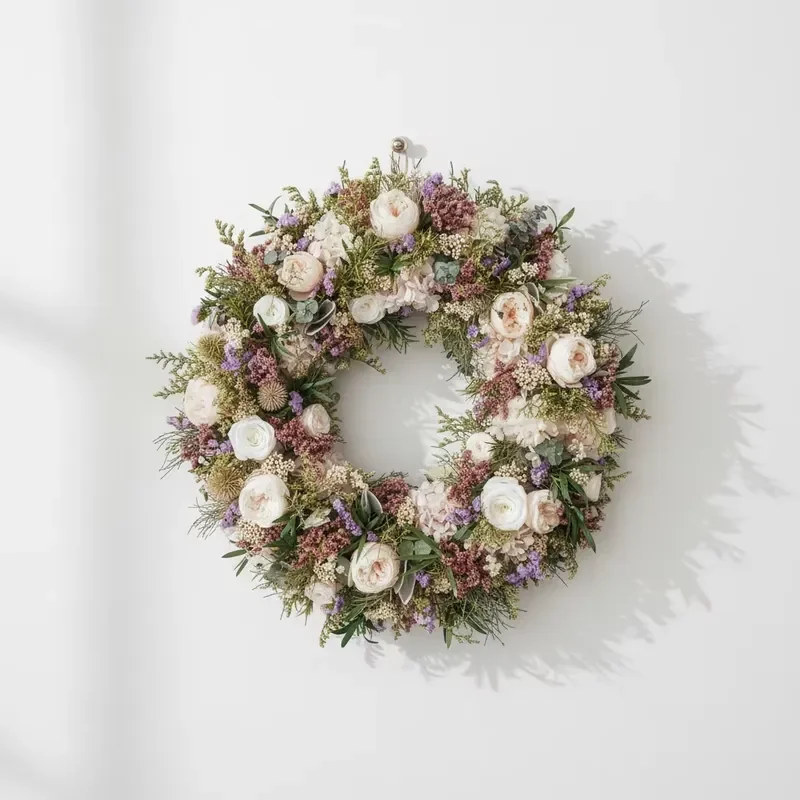 Natural Spring Summer Mixed Floral Wreath Hanging Decoration