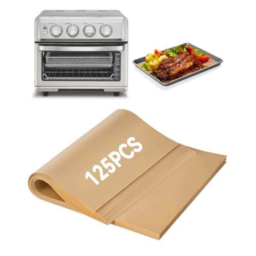 

125PCS Air Fryer Parchment Paper Liners Compatible with Cuisinart TOA-70NAS Air Fryer Toaster Oven Accessories Precut Nonstick
