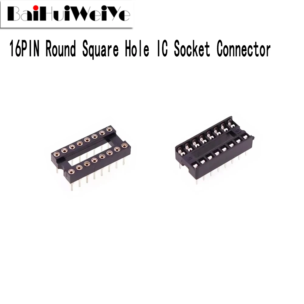 10PCS DIP-16 Round Hole Square Hole 16 Pins 2.54MM DIP DIP16 IC Sockets Adaptor Solder Type 16 PIN IC Connector