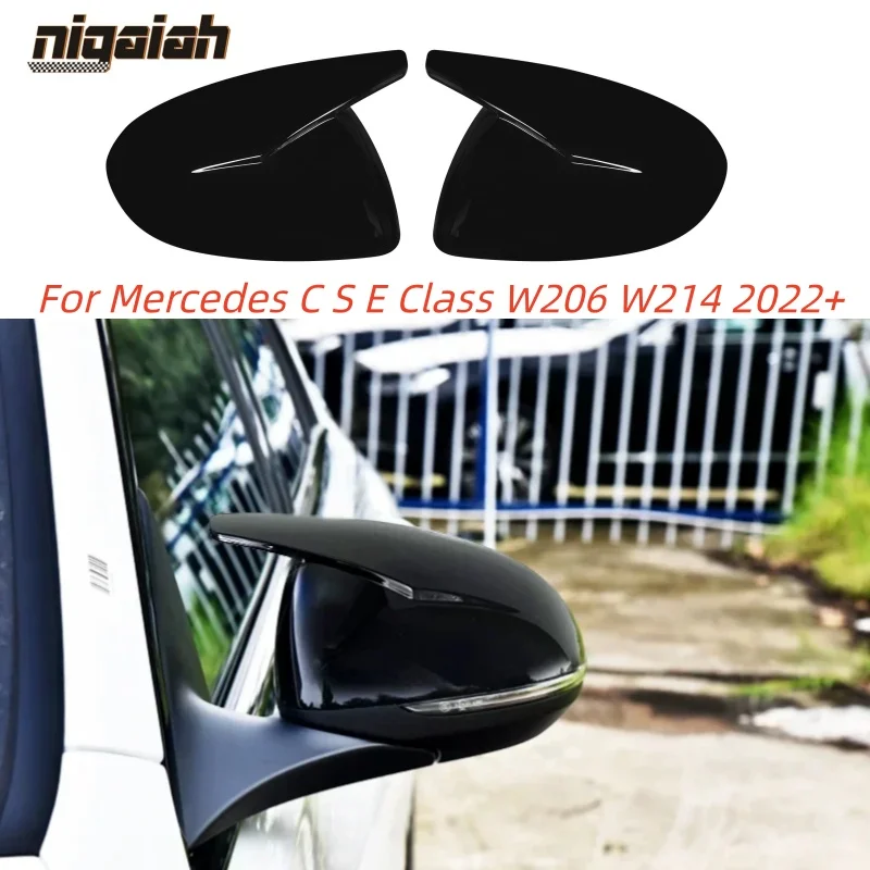 

ABS Side Rearview Mirror Cap Cover Car Accessories For Mercedes Benz C S E Class W206 W214 W223 V295 V297 C236 2021+