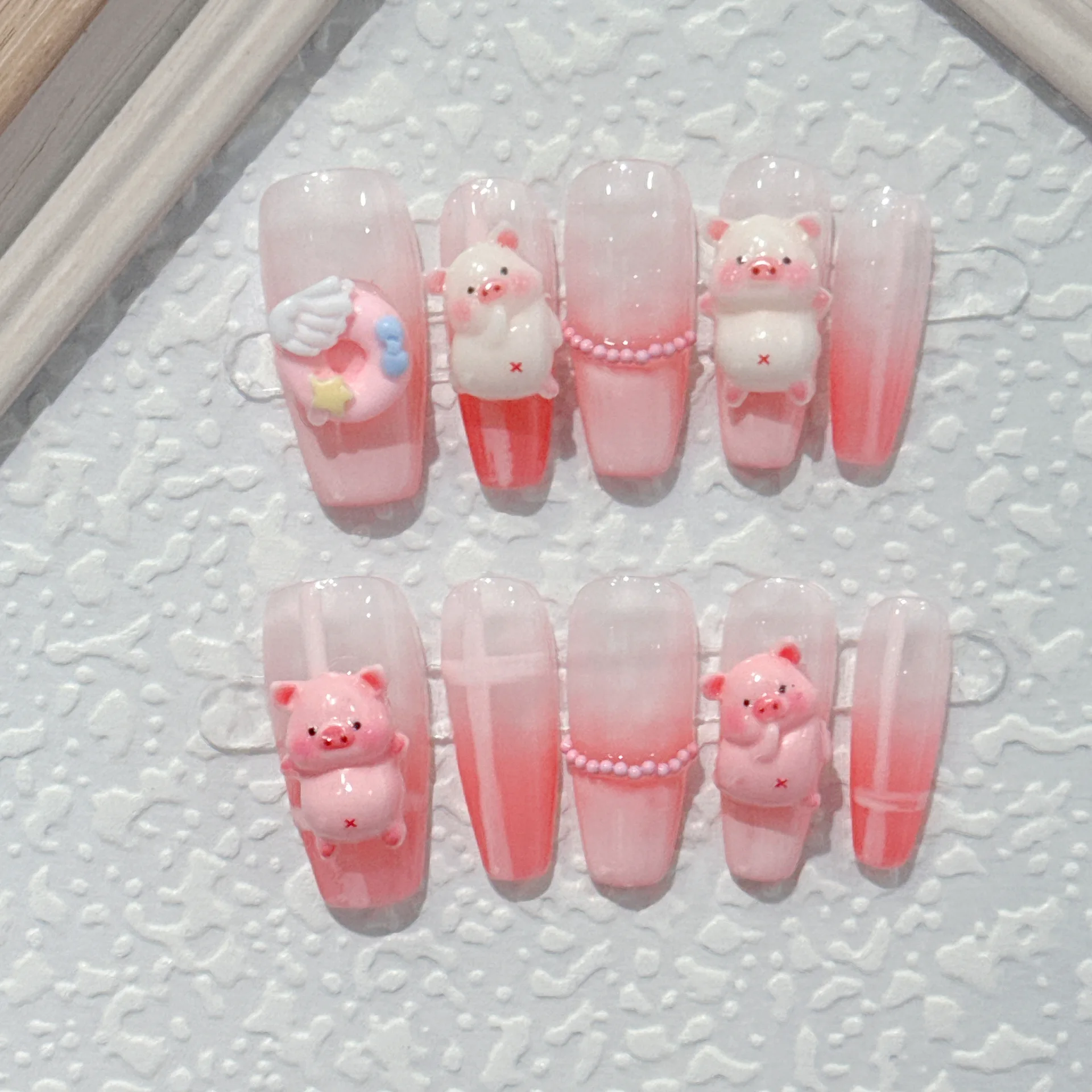 Faux overrose fait à la main pour femmes et filles, décor carré doux, style français, presse, N64.Medium, N64.Cute, N64.Patch, 10 pièces