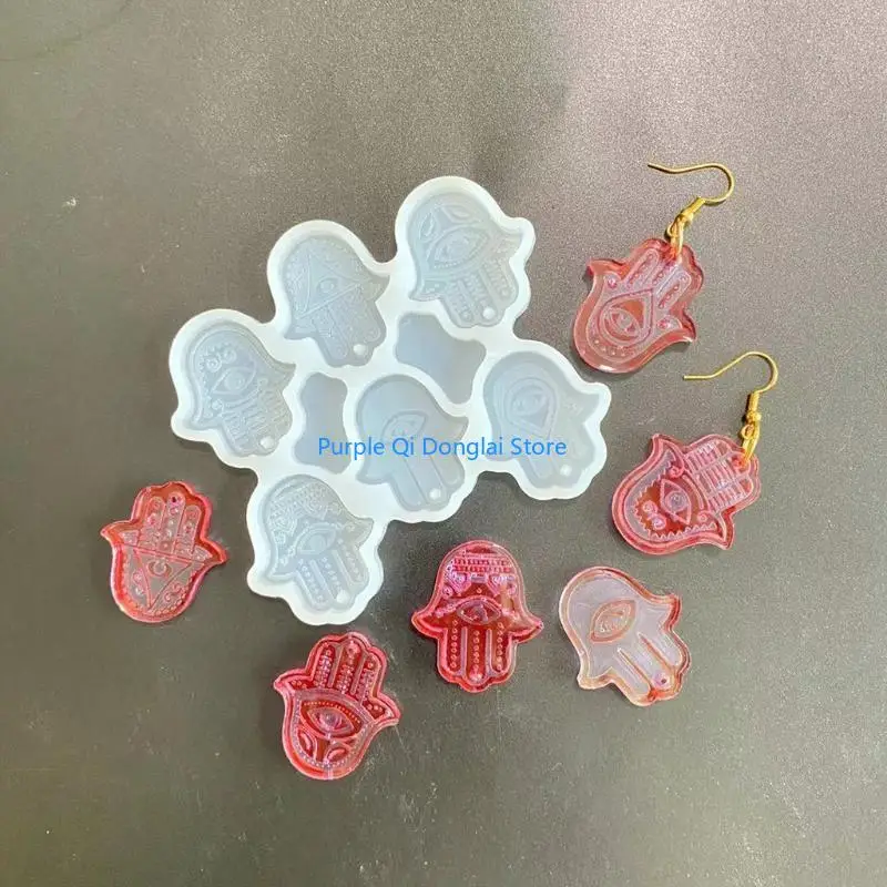 L21E Shiny Glossy Diy Palm-shaped Silicone Epoxy Resin Mold DIY Keychain Earring Pendant Jewelry for Valentine Halloween Gift