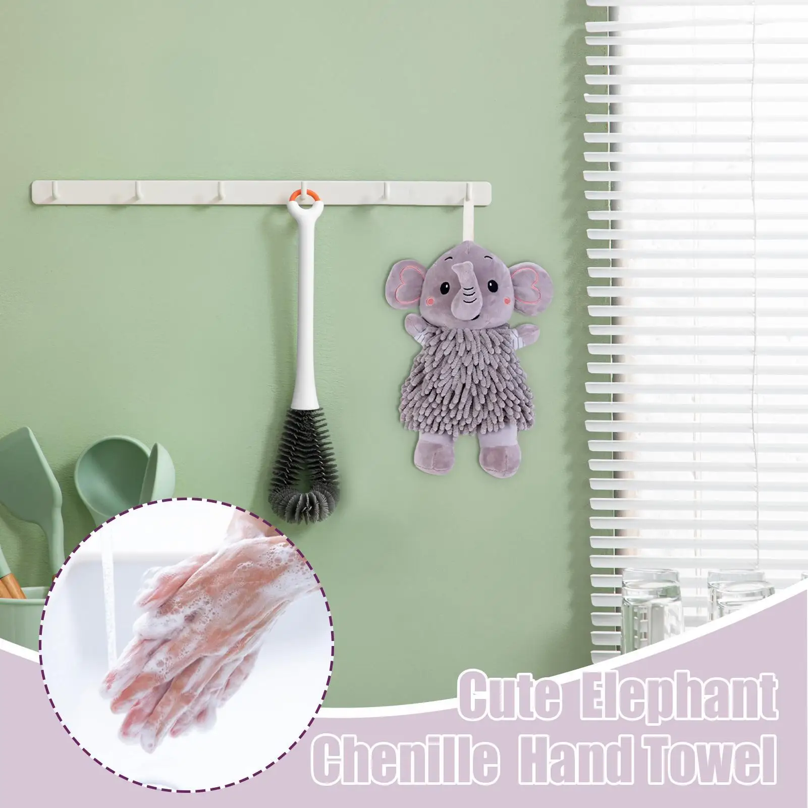 Hand Drying Puff Absorbent Elephant Dry Puff Hangable Quick-Drying Absorbent Hand Towel For Kids Adults Spa Poolside Kitchen