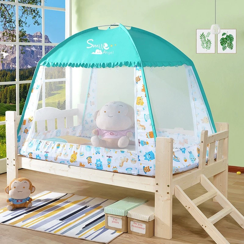 Mosquitera de yurta de fondo completo de verano, tienda de campaña para dormir para niños, mosquitera para cama de bebé de gran espacio, dosel para cuna de bebé de 0 a 8 años