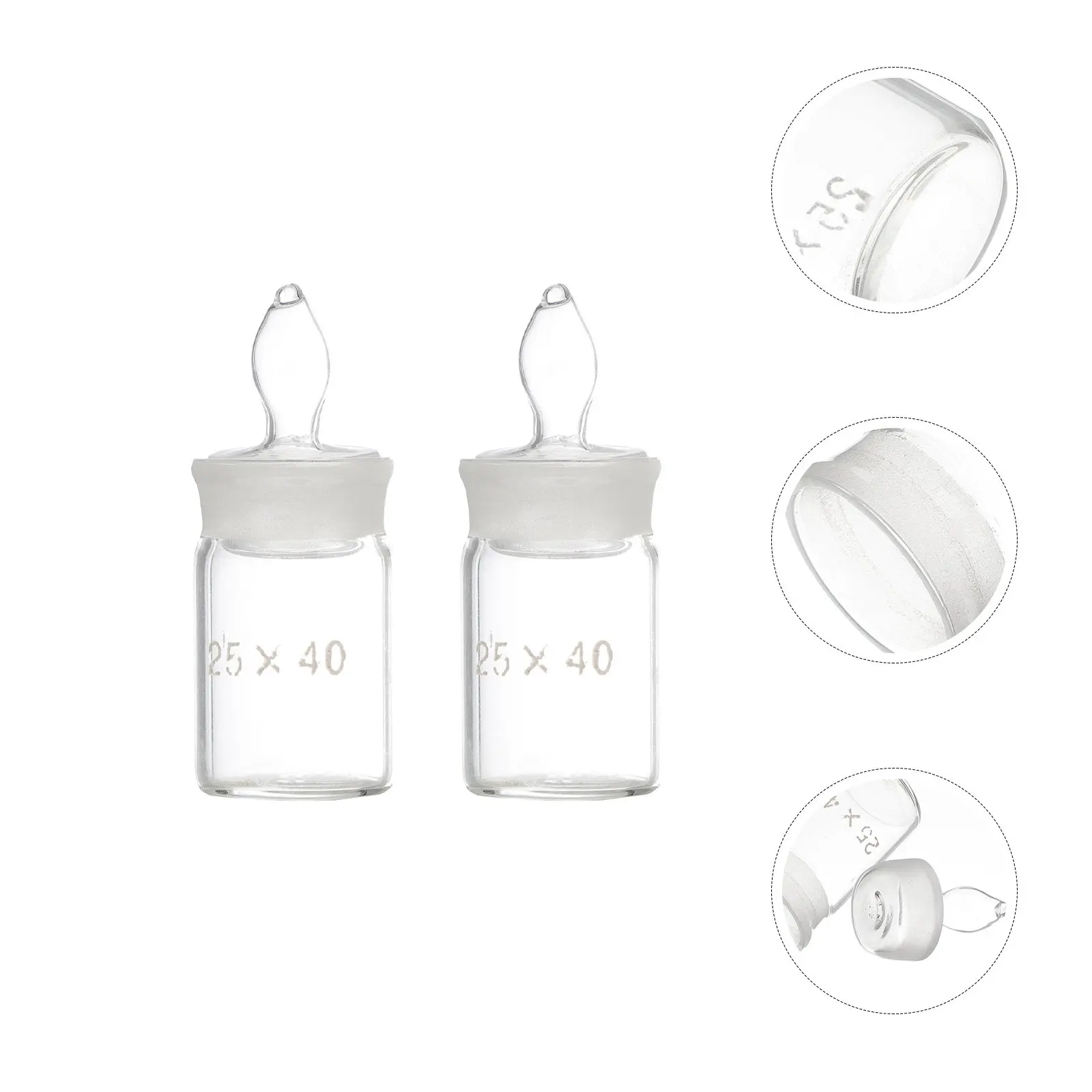2Pcs Glass Weighing Bottle Low Flat Form Specific Gravity Bottle Accurate Laboratory Equipment Laboratory Equipment