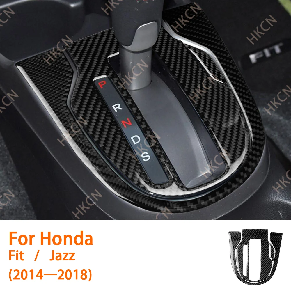 

HKCN Carbon Fiber Center Console Gears Shifter Panel Car Interior Accessories Cover Trim Sticker For Honda Fit Jazz 2014—2018
