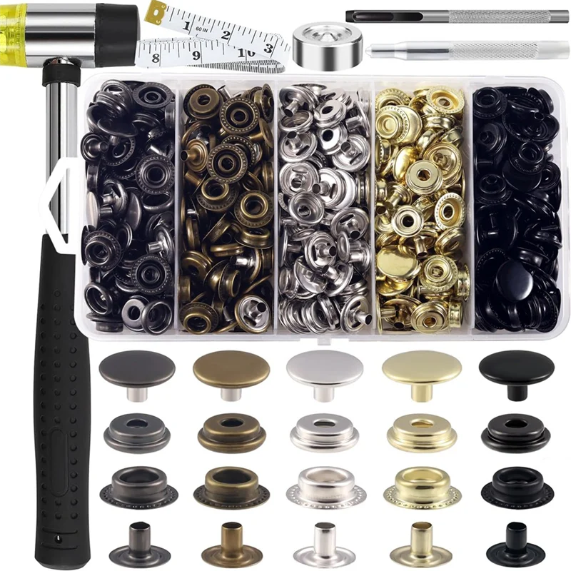 

A20F-Stainless Steel Snaps, Heavy Duty Snap Fastener Tool, Canvas Snap Kit 5/8 Inche Snap Fastener Kit,Snap Button Kit