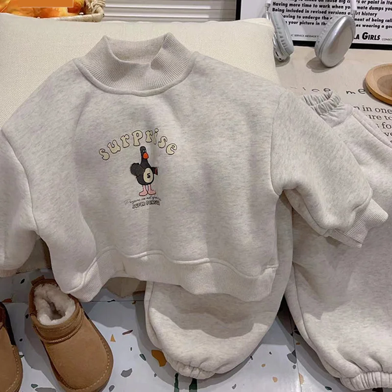 

Kids Thermal Clothing Sets Autumn Winter Boys Girls Long Sleeve Pullover+Pants 2Pcs Suits Children Sweatshirt Tracksuit Outfits