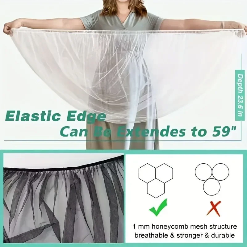 Mosquitera elástica blanca transpirable, poliéster duradero para cochecitos y cunas, fácil instalación, perfecta para uso en interiores y exteriores