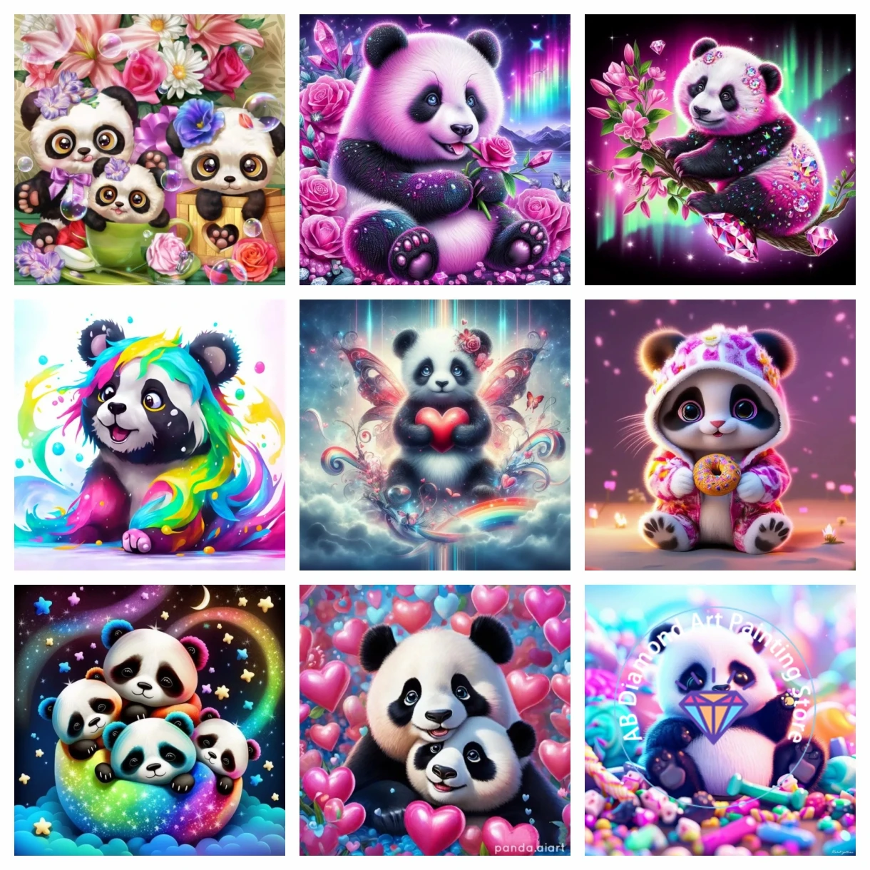 

Cute Panda Animal Fantasy AB Diamond Painting Kit 5D DIY Diamond Embroidery Cross Stitch Handmade Art Crafts Home Decor Gift