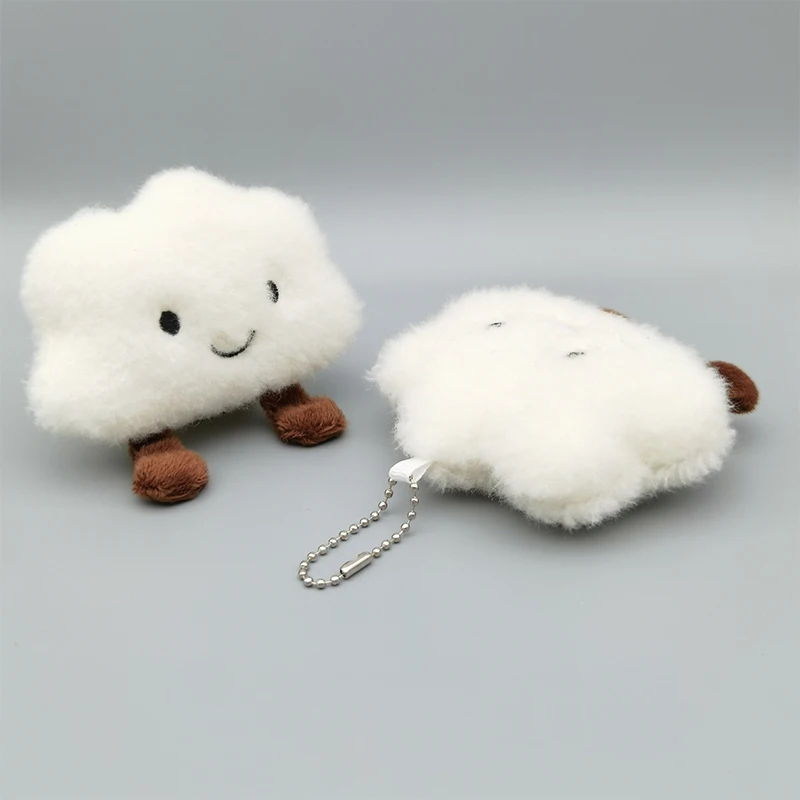 Simpatico peluche sorriso nuvola portachiavi cotone farcito bambola giocattolo portachiavi zaino borsa ciondolo auto portachiavi per le donne ragazze regalo