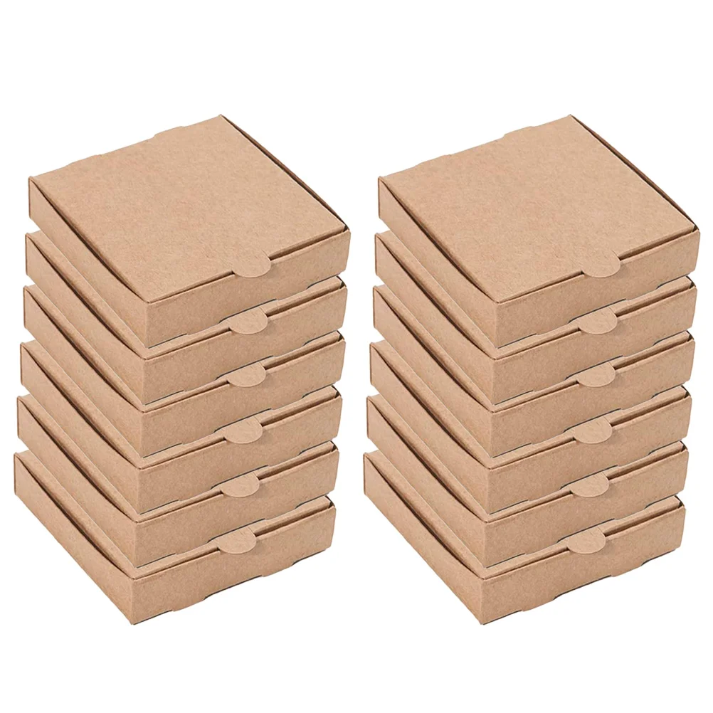 12 Pcs Mini Pizza Box Bakery Boxes Portable Wrapping Case Gift Small Paper Party Favor Take Out Container